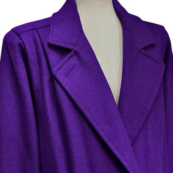 Miss New Yorker Vintage 80s Wool Blend Purple Longline Overcoat Size XL - Picture 4 of 14